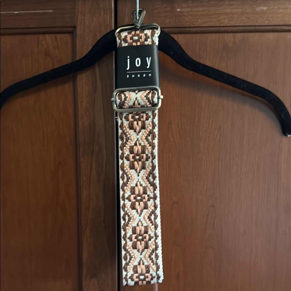 Joy Susan Tan and Cream Geometric bag strap